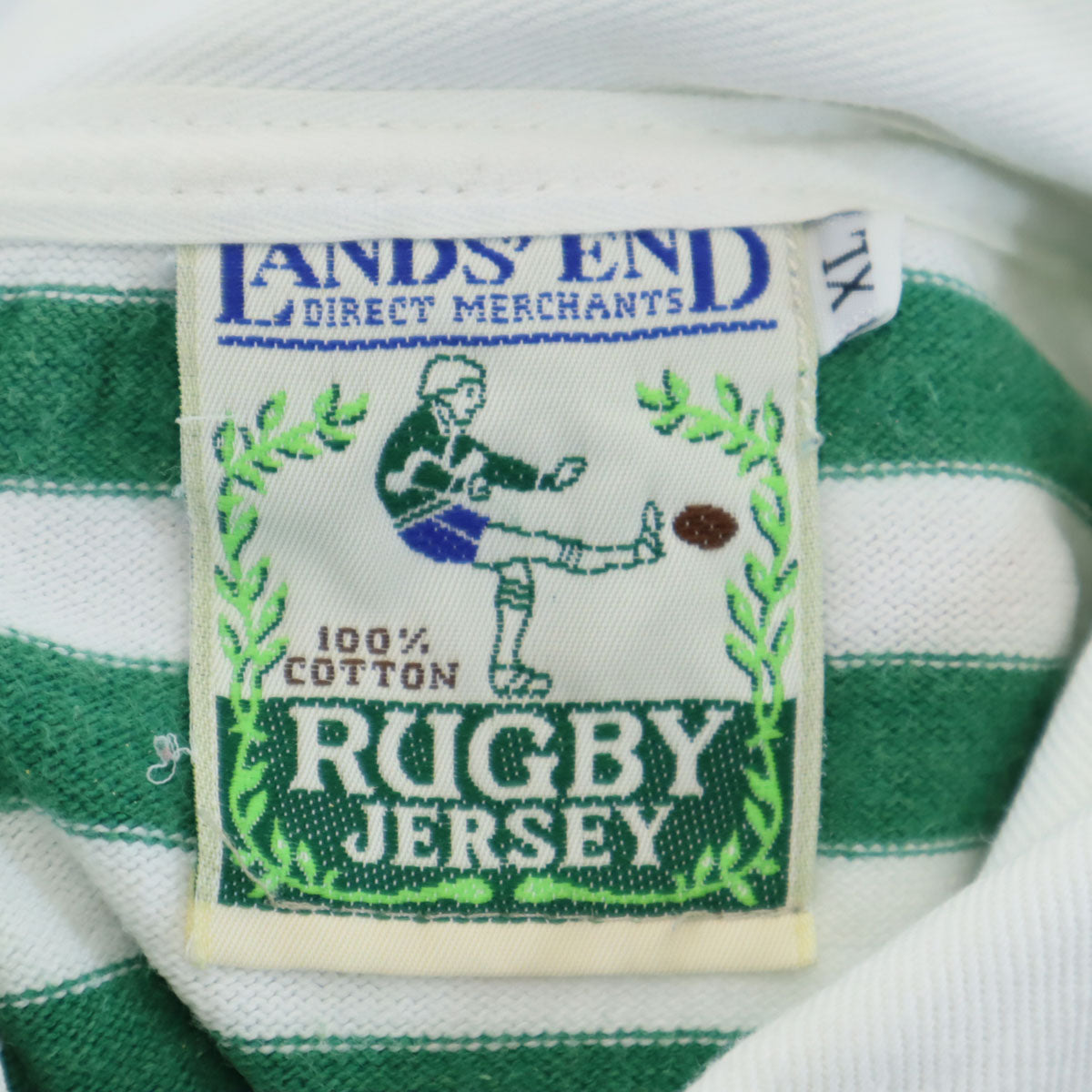 LANDS' END ランズエンド 80s ヴィンテージ ボーダー柄 長袖 ラガーシャツ XL メンズ