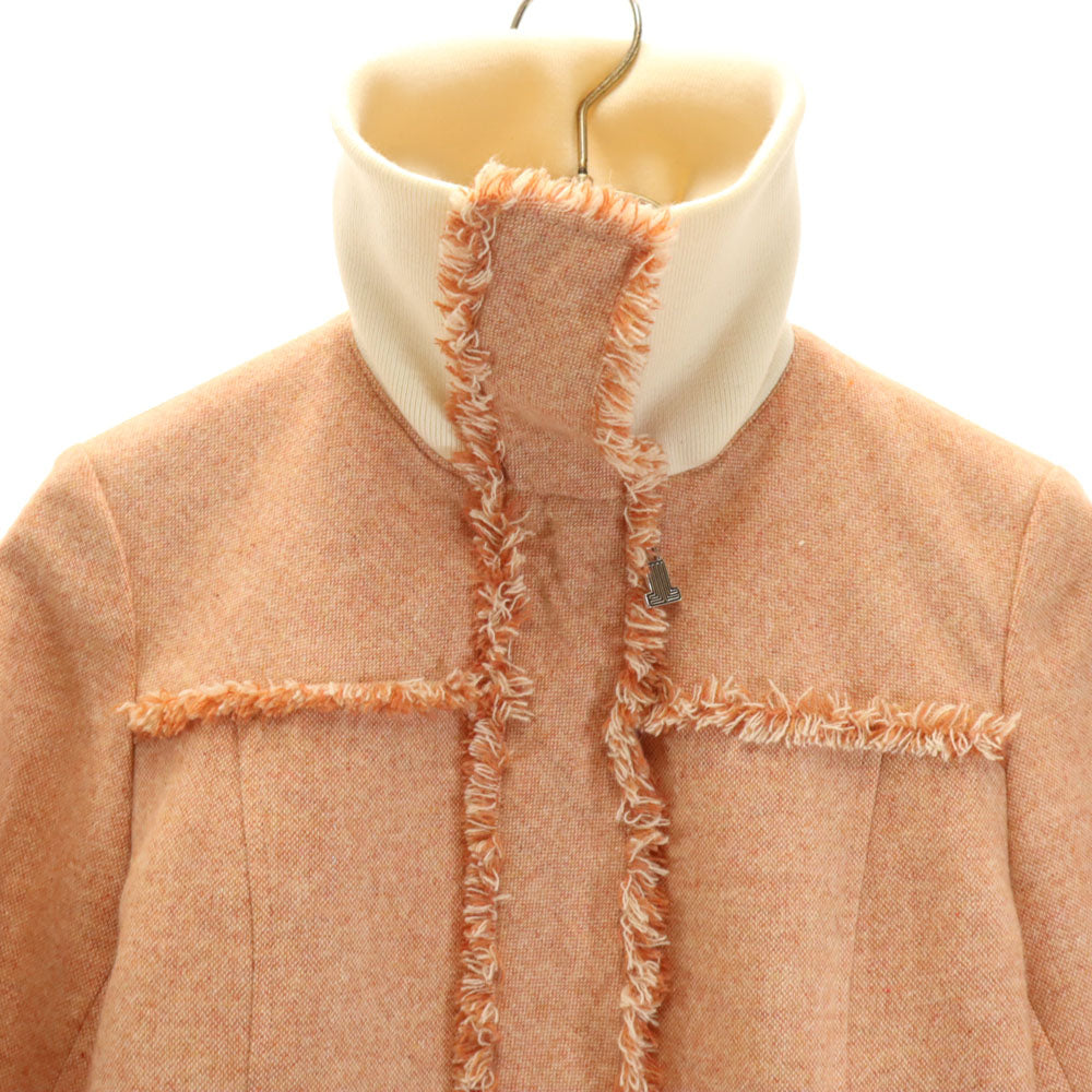 ランバンオンブルー 日本製 ウールブレンド ライダースジャケット 上下 セットアップ 38 サーモンピンク系 LANVIN en Bleu 3ピース レディース