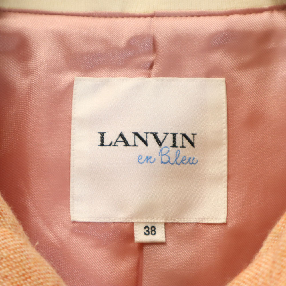 ランバンオンブルー 日本製 ウールブレンド ライダースジャケット 上下 セットアップ 38 サーモンピンク系 LANVIN en Bleu 3ピース レディース