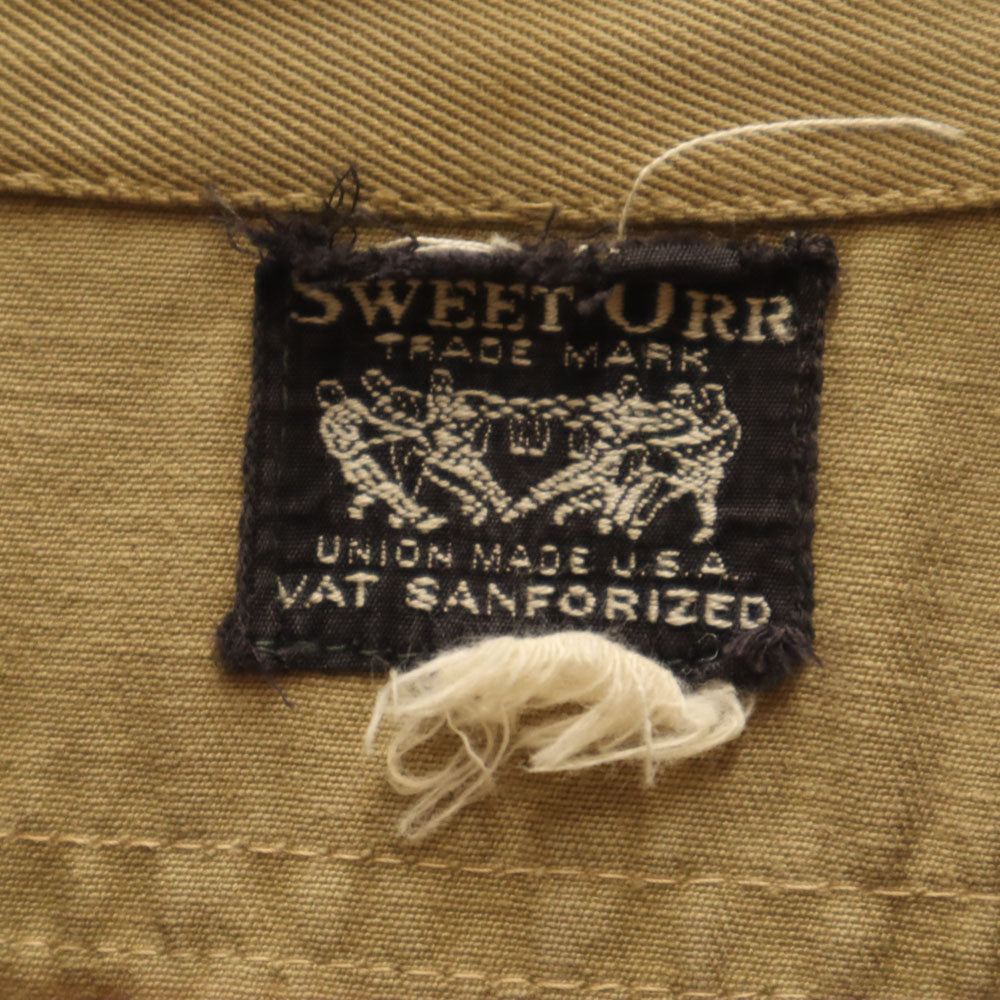 SWEET・ORR 40s ヴィンテージ マチ付き ユニオンチケット 長袖 ボーイスカウト シャツ ベージュ メンズ