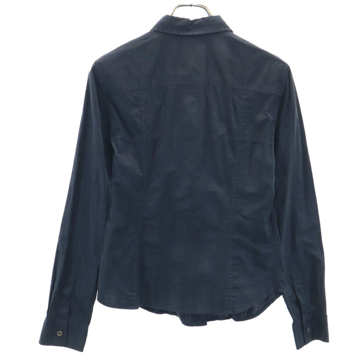 ARMANI EXCHANGE アルマーニエクスチェンジ 90s 00s オールド ストライプ柄 長袖 比翼 シャツ M ブラック レディース