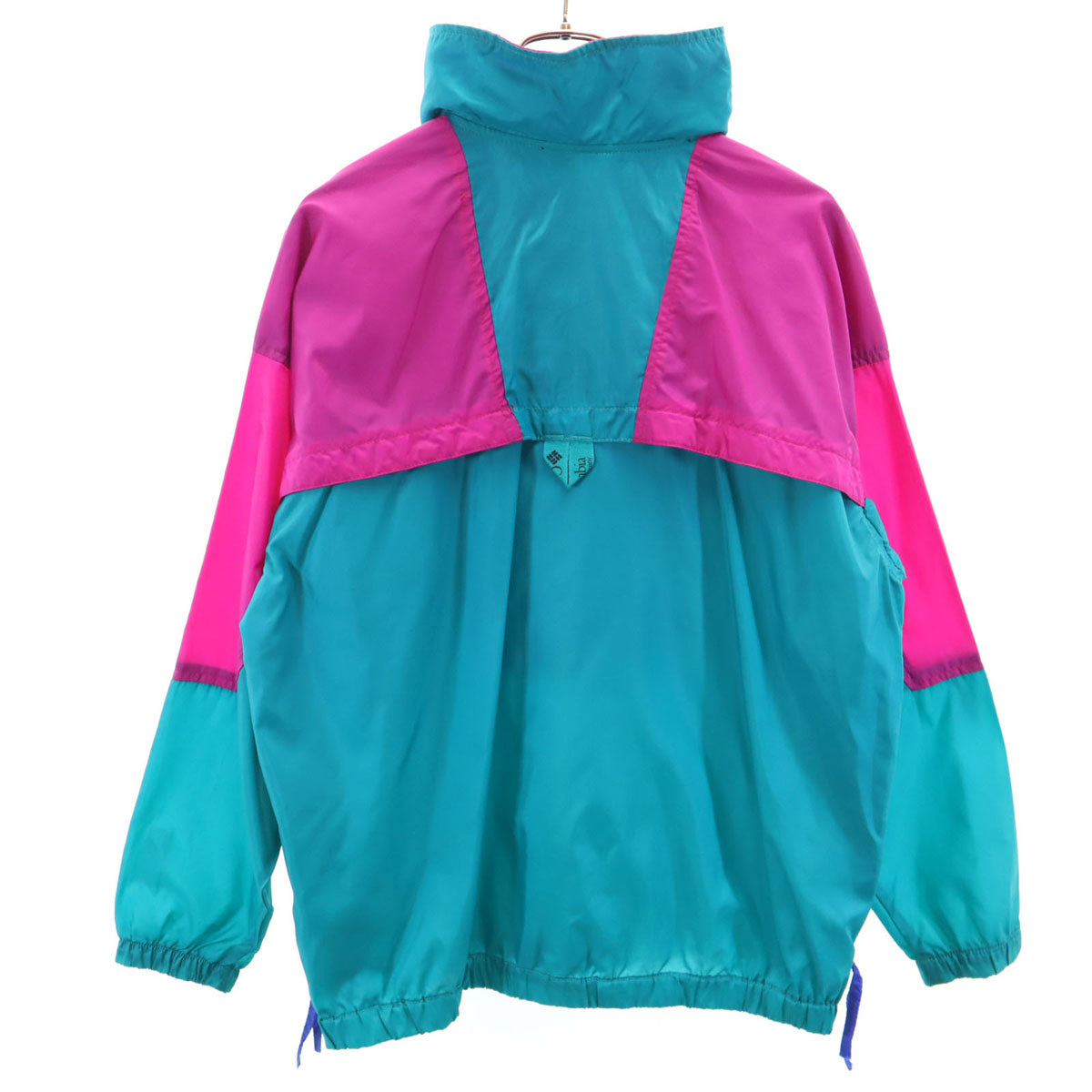 Columbia コロンビア 80s オールド ハーフジップ プルオーバー ナイロンジャケット L ターコイズ アノラック ポケッタブル アウトドア レディース