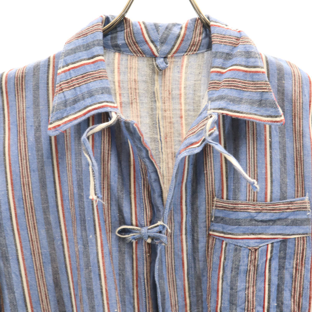 ブルガリア軍 60s ヴィンテージ ストライプ柄 長袖 スリーピング シャツ ブルー メンズ