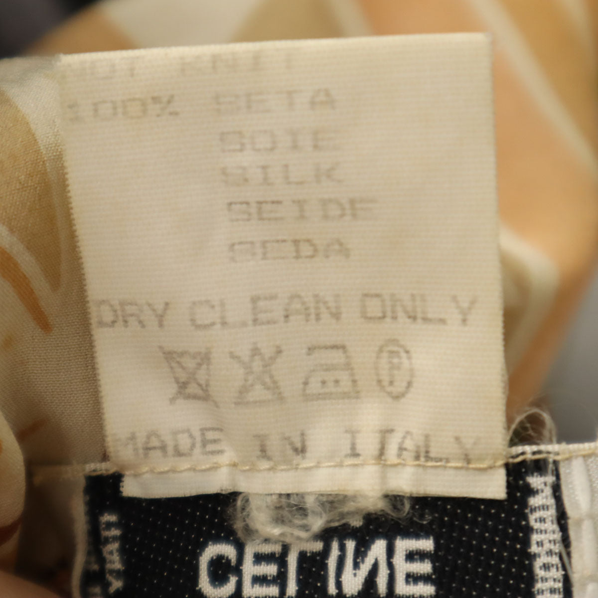 CELINE セリーヌ 90s オールド イタリア製 総柄 半袖 ニット 40 ベージュ レディース