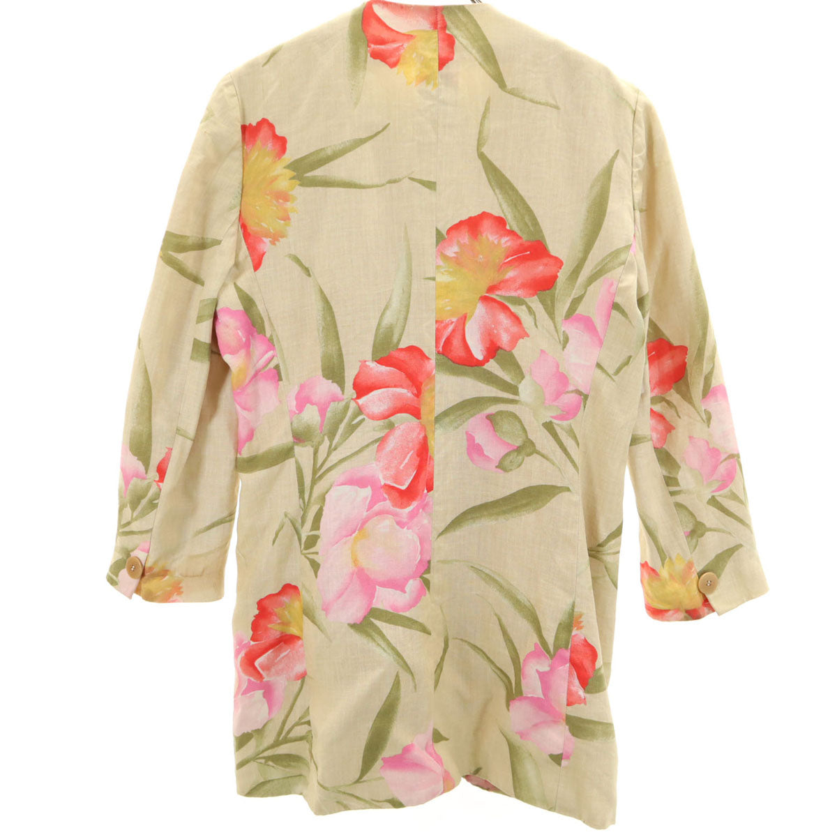 CELINE セリーヌ フランス製 花柄 コート 38 ベージュ レディース