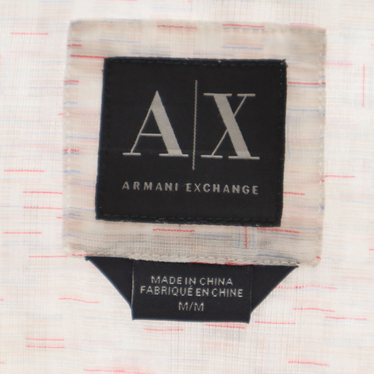 ARMANI EXCHANGE アルマーニエクスチェンジ 総柄 長袖 シャツ M 白×赤系 メンズ