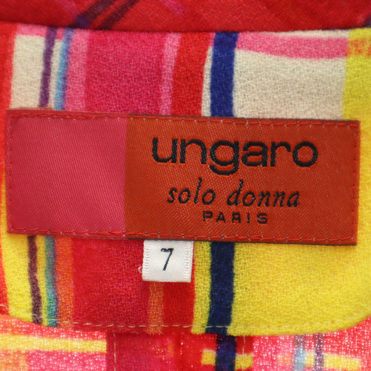 ungaro solo donna ウンガロソロダナ ウール100% チェック柄 テーラードジャケット 7 レディース