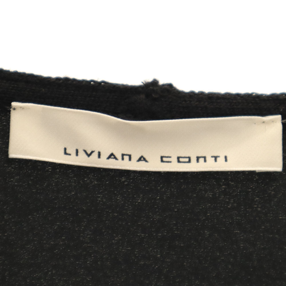 LIVIANA CONTI リビアナコンティ イタリア製 ウールブレンド 長袖 カーディガン 40 ブラック レディース
