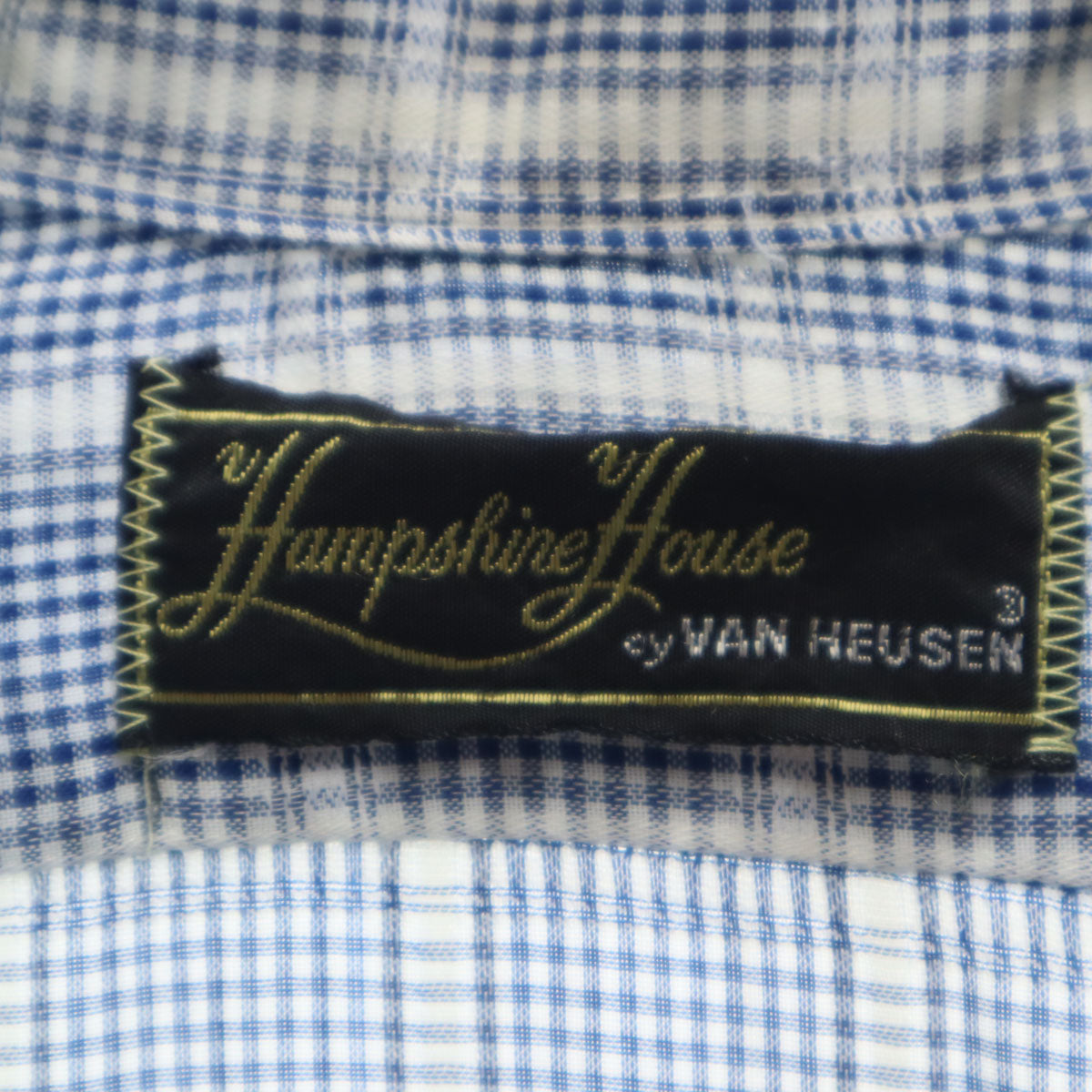 VAN HEUSEN ヴァンヒューゼン 60s 70s ヴィンテージ 衿芯 チェック柄 長袖 シャツ ブルー メンズ