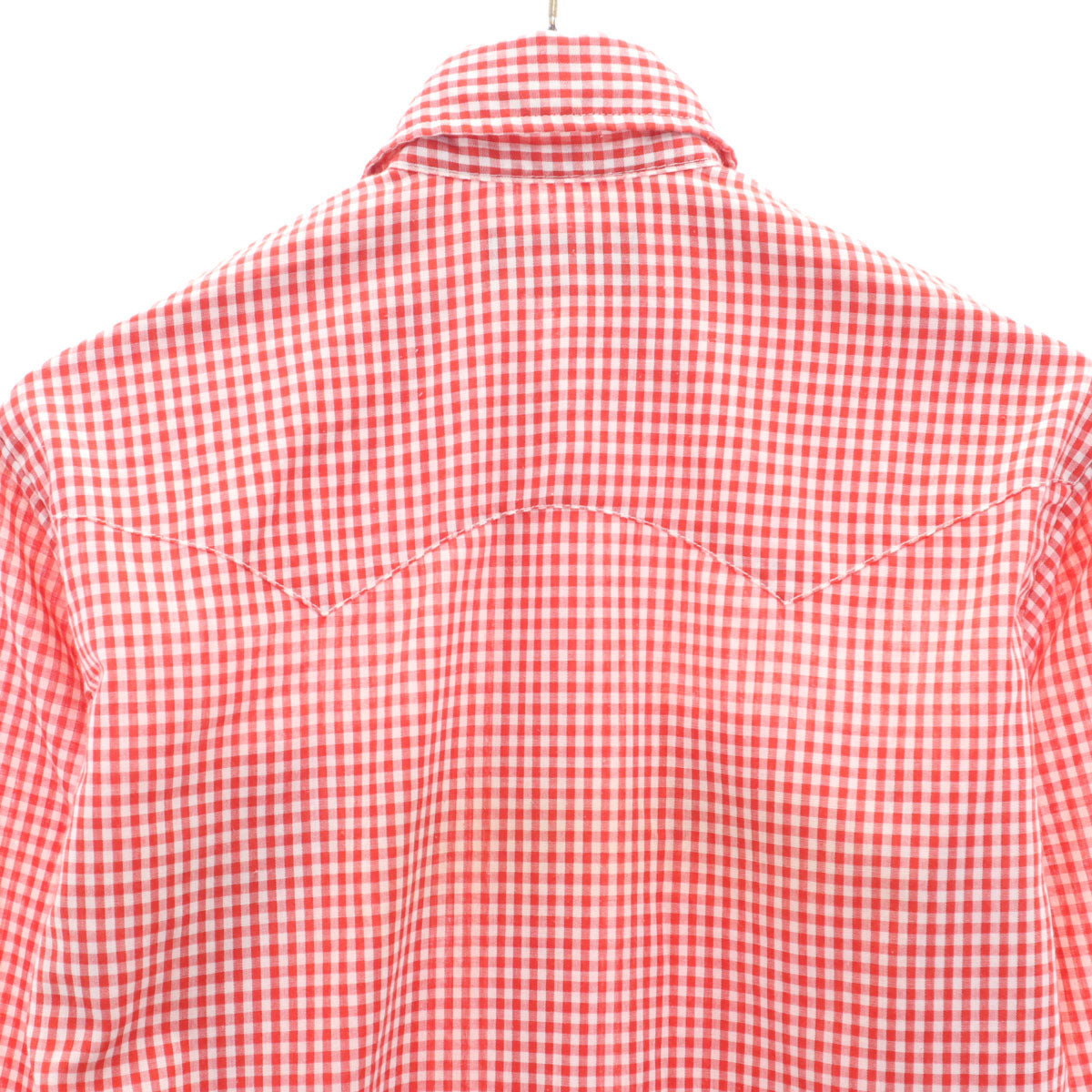 Levi's リーバイス 70s ヴィンテージ 衿芯 白タブ ギンガムチェック柄 長袖 ウエスタンシャツ S レッド メンズ