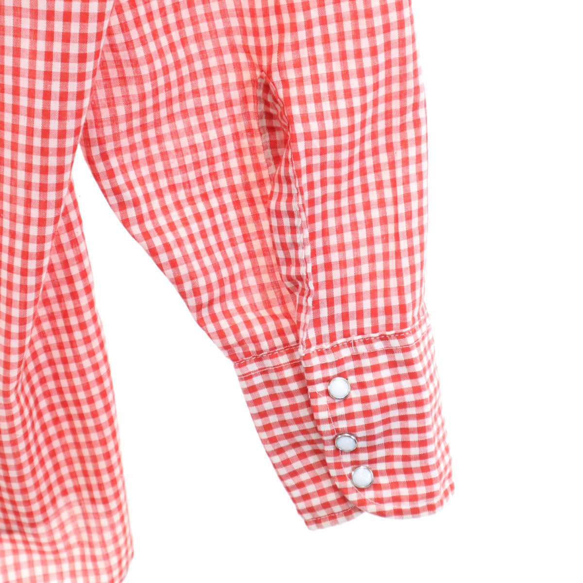 Levi's リーバイス 70s ヴィンテージ 衿芯 白タブ ギンガムチェック柄 長袖 ウエスタンシャツ S レッド メンズ
