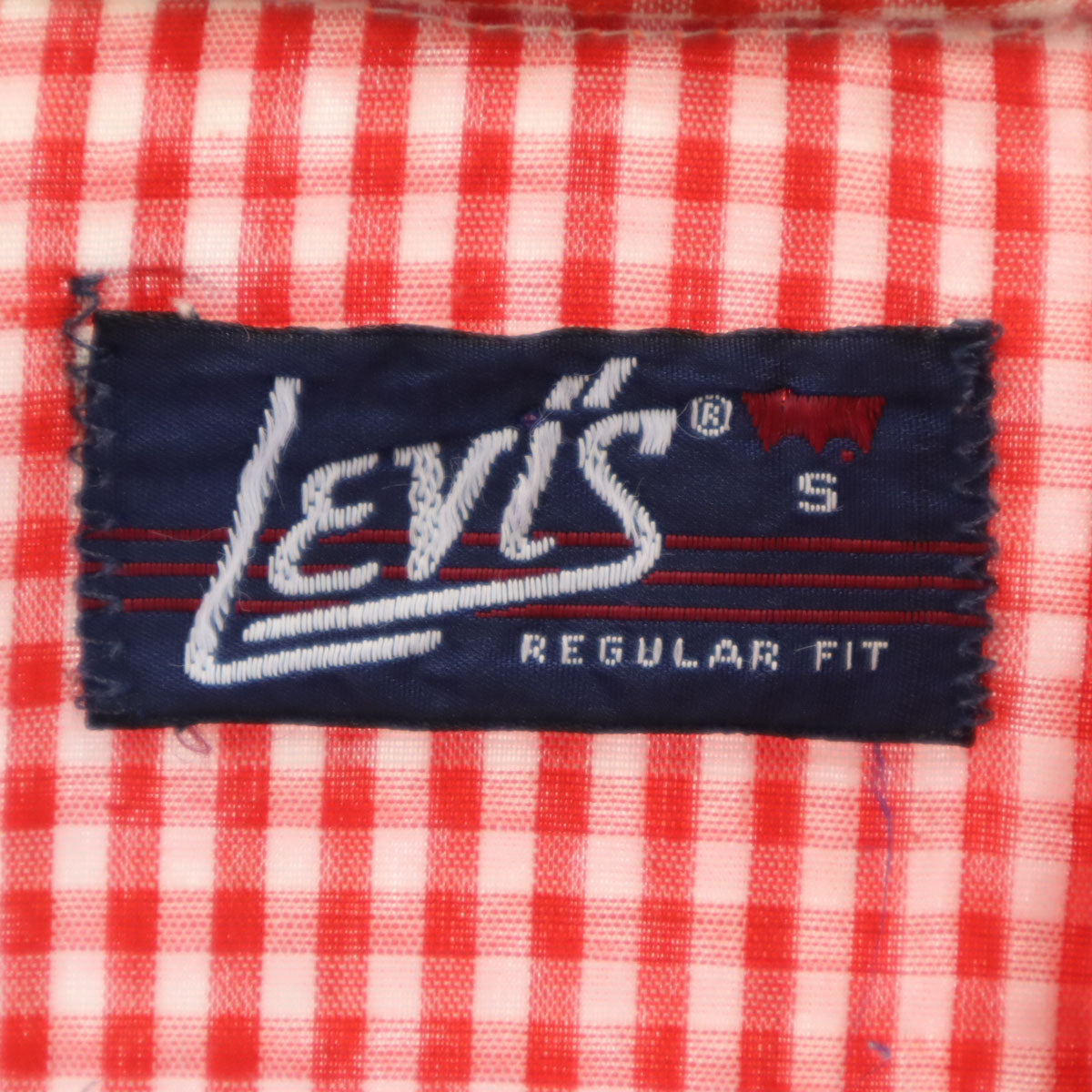Levi's リーバイス 70s ヴィンテージ 衿芯 白タブ ギンガムチェック柄 長袖 ウエスタンシャツ S レッド メンズ