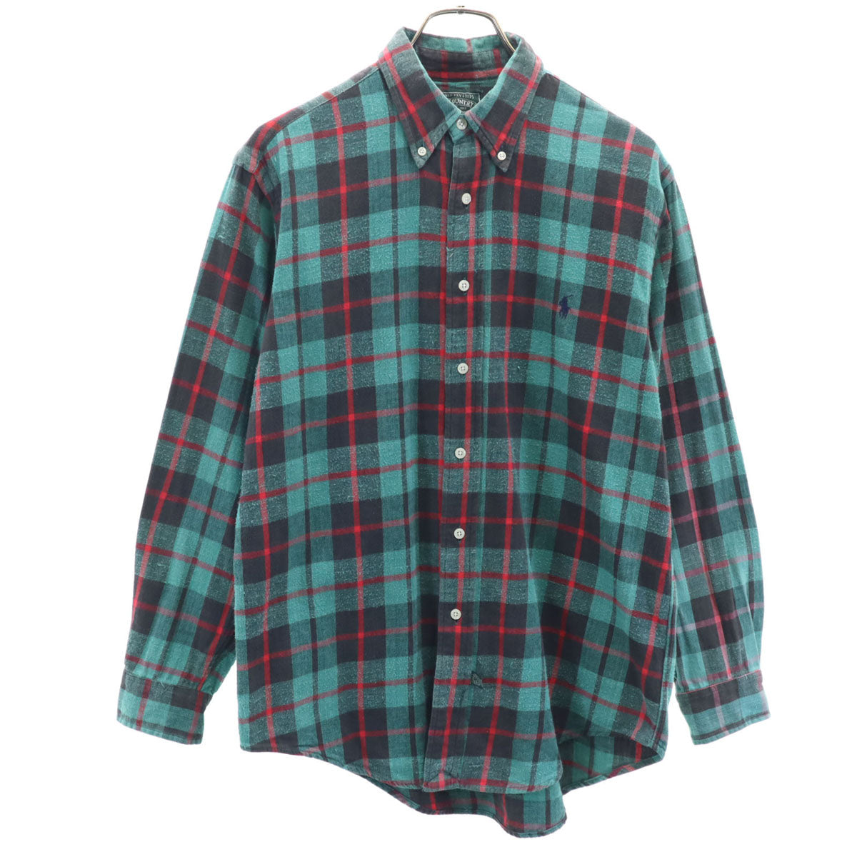 POLO COUNTRY RALPH LAUREN ポロカントリー ラルフローレン 80s 90s オールド タータンチェック柄 長袖 コットンシャツ S グリーン メンズ