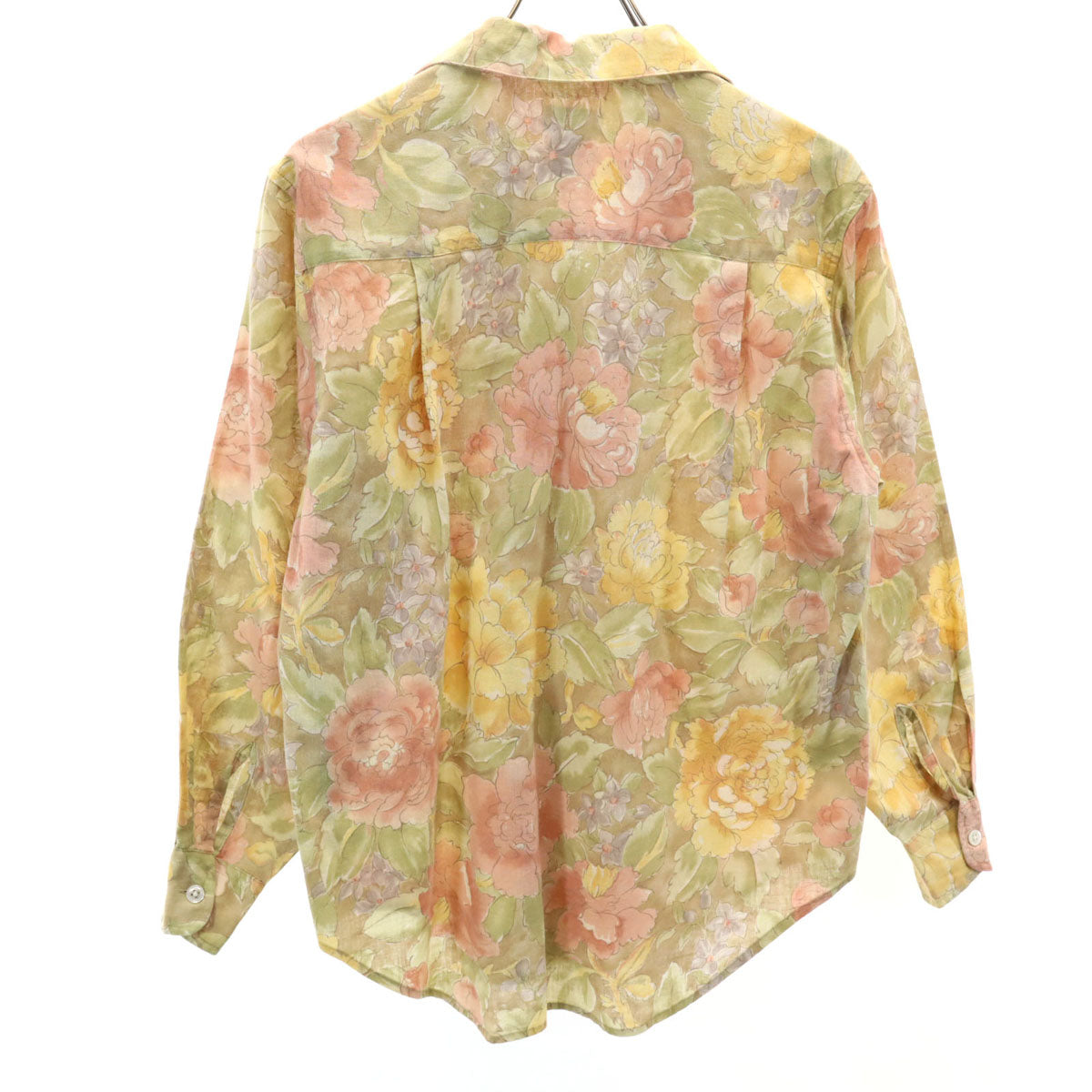 Banana Republic バナナリパブリック 80s 90s オールド 花柄 長袖 オープンカラーシャツ S レディース