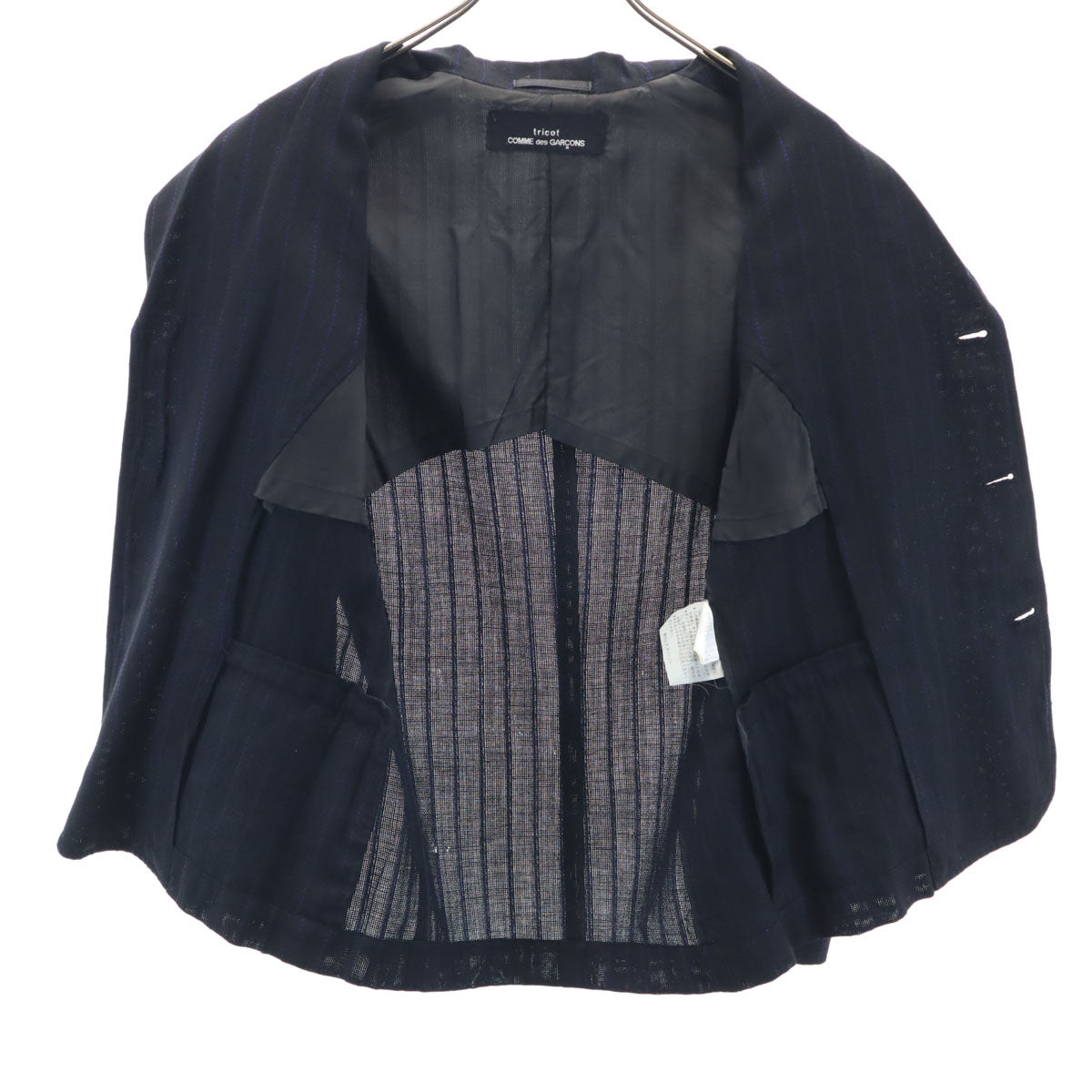 tricot COMME des GARCONS トリコットコムデギャルソン 80s 1989年 ヴィンテージ 日本製 ストライプ柄 テーラードジャケット ブラック メンズ