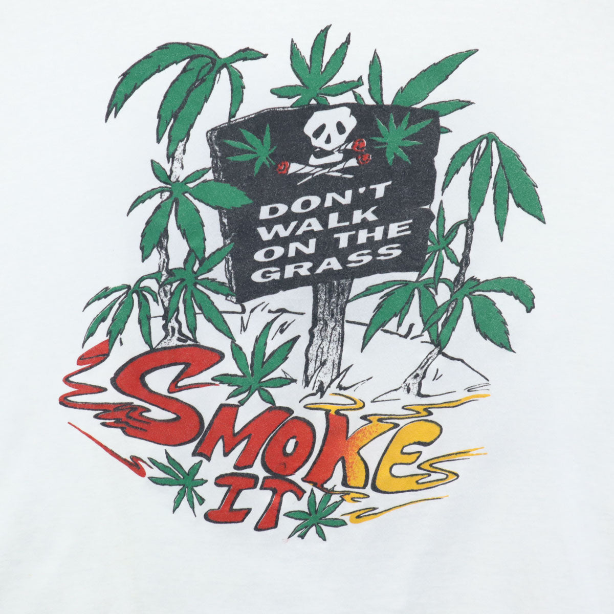 OLD オールド 90s 長袖 両面 プリントスカル Tシャツ XL ホワイト メンズ