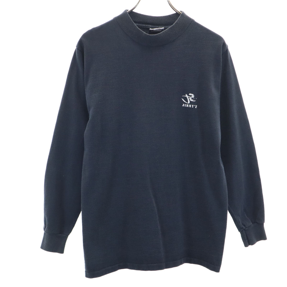 JIMMY'Z ジミーズ 90s オールド USA製 長袖 ワンポイント モックネック Tシャツ M ブラック メンズ