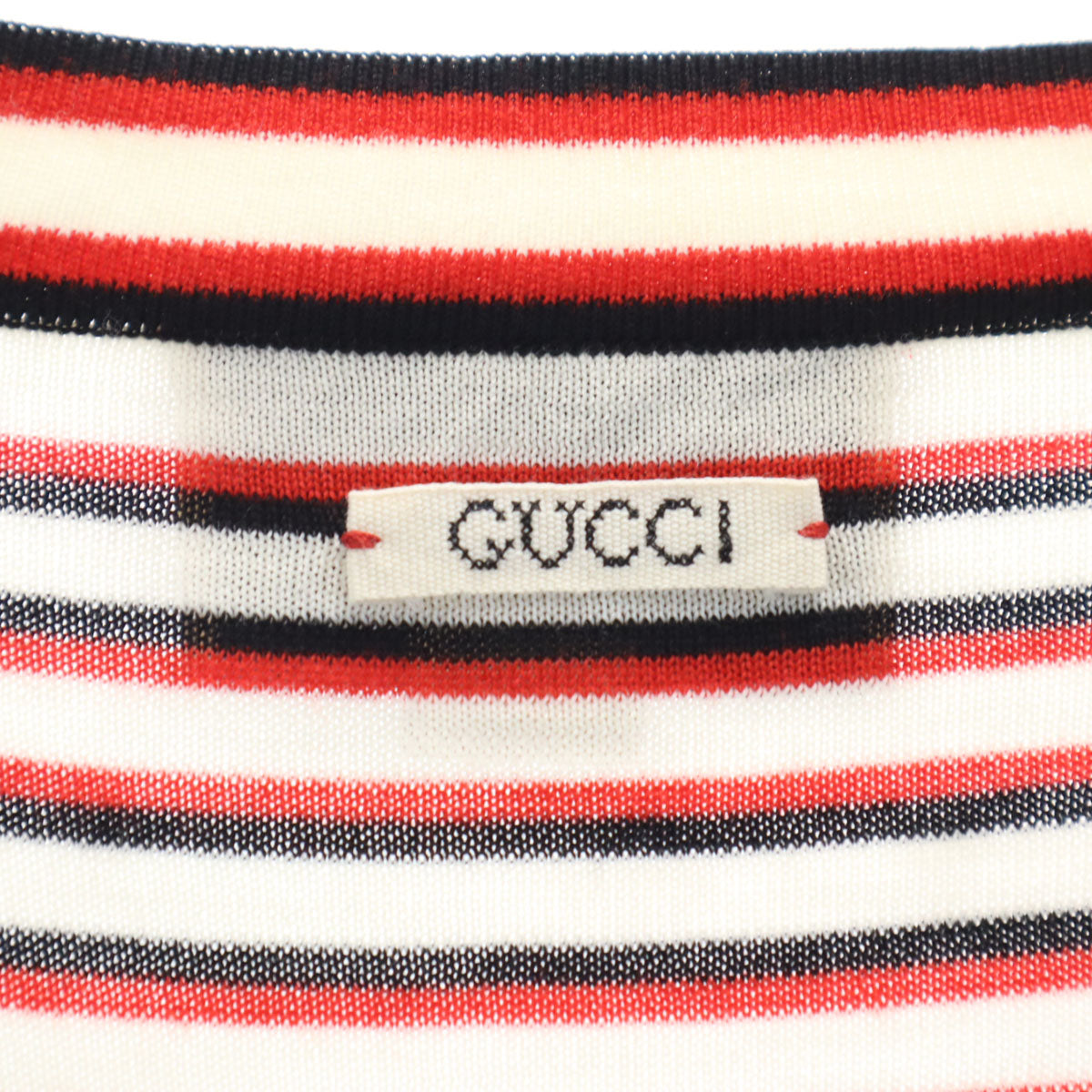 GUCCI グッチ イタリア製 ボーダー柄 長袖 Vネック カーディガン L レッド メンズ