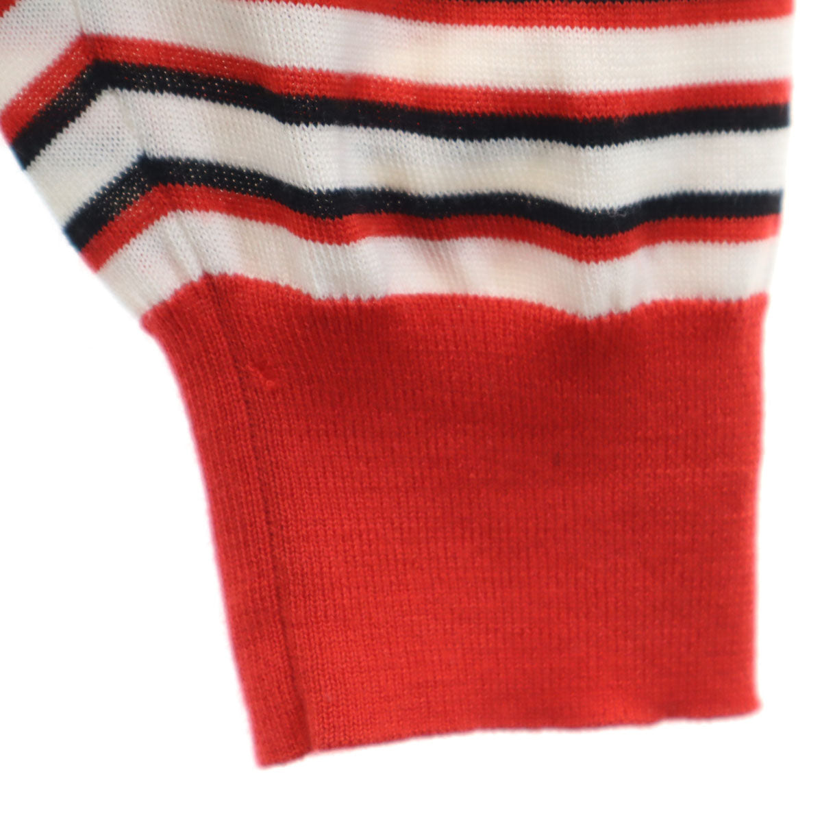 GUCCI グッチ イタリア製 ボーダー柄 長袖 Vネック カーディガン L レッド メンズ