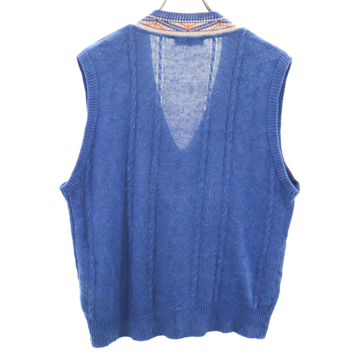LANVIN STUDIO ランバンスタジオ ノースリーブ Vネック ニットベスト 50 ブルー メンズ