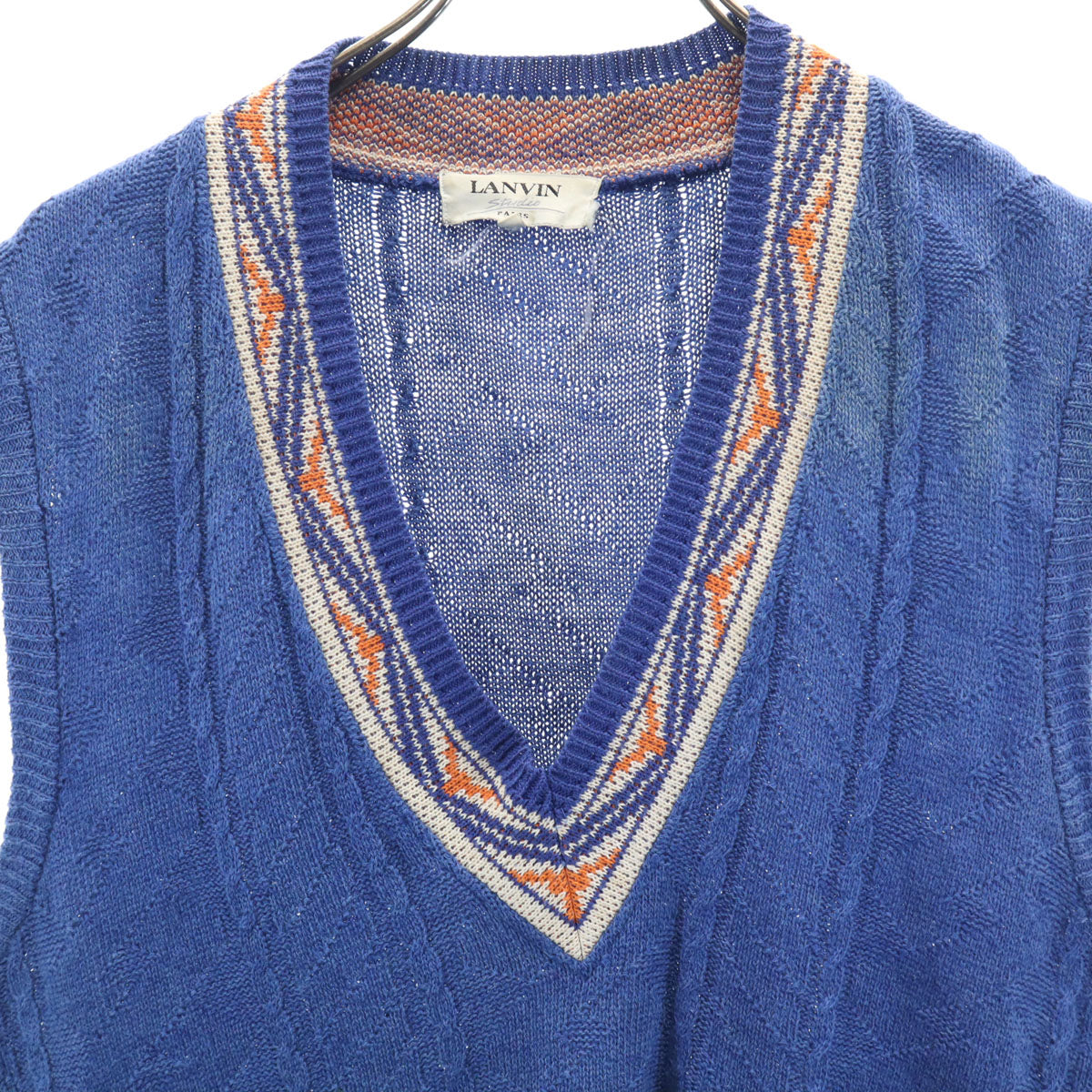 LANVIN STUDIO ランバンスタジオ ノースリーブ Vネック ニットベスト 50 ブルー メンズ