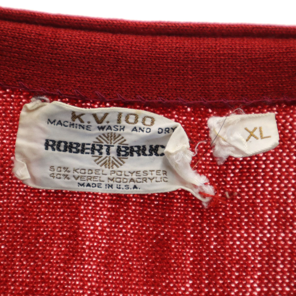 ロバートブルース 70s ヴィンテージ USA製 長袖 カーディガン XL レッド メンズ