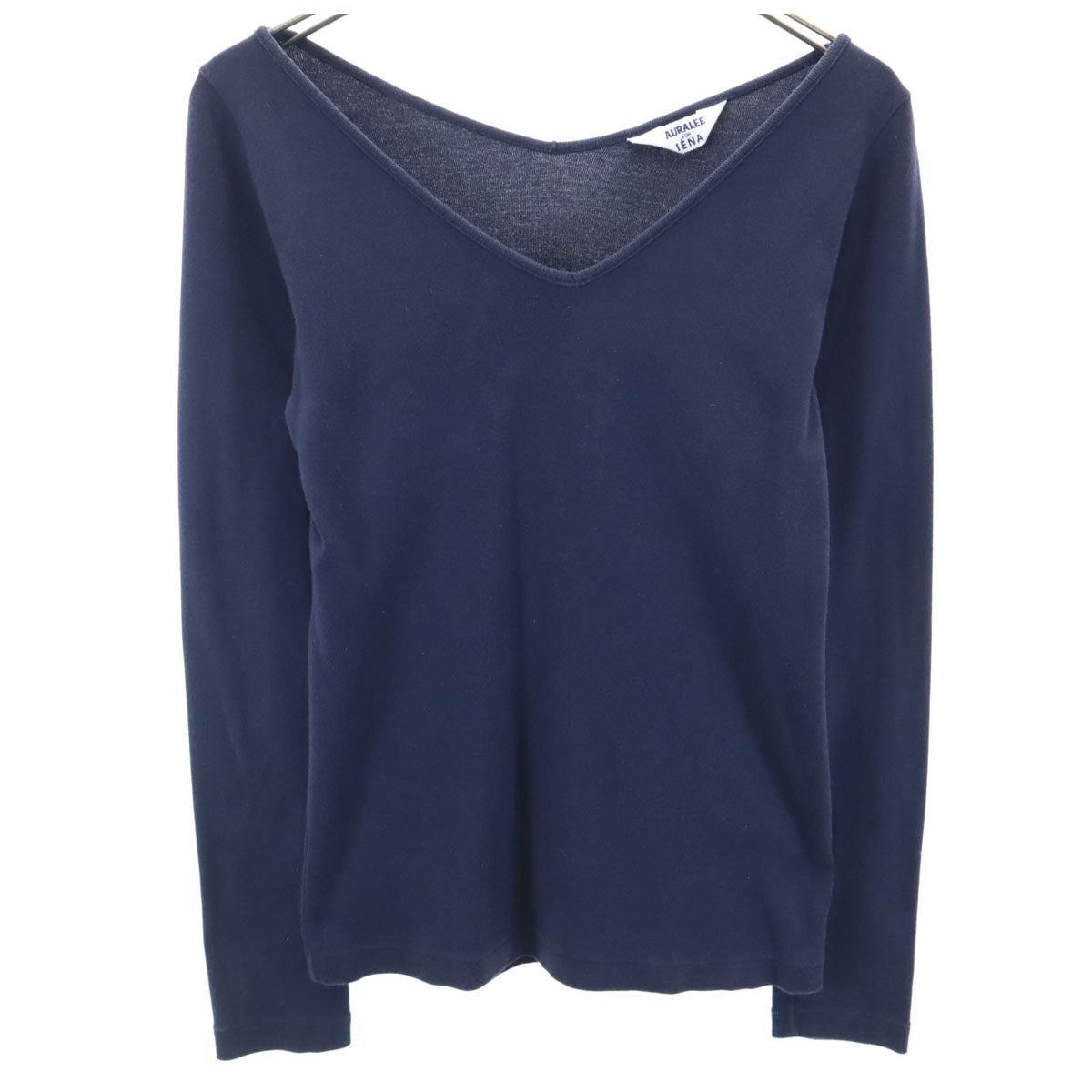 AURALEE オーラリー イエナ別注 長袖 Vネック カットソー 1 ネイビー x IENA レディース