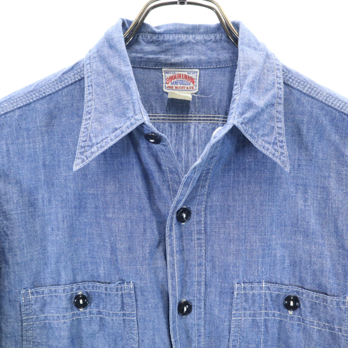8 HOUR UNION JOE McCOY エイトアワーユニオン ジョーマッコイ 長袖 シャンブレーシャツ 14 ウォッシュブルー メンズ