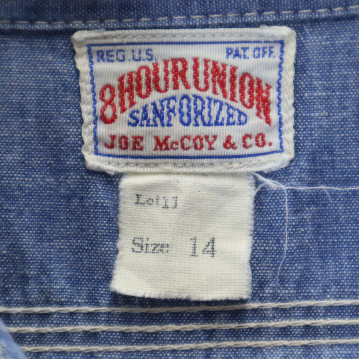 8 HOUR UNION JOE McCOY エイトアワーユニオン ジョーマッコイ 長袖 シャンブレーシャツ 14 ウォッシュブルー メンズ