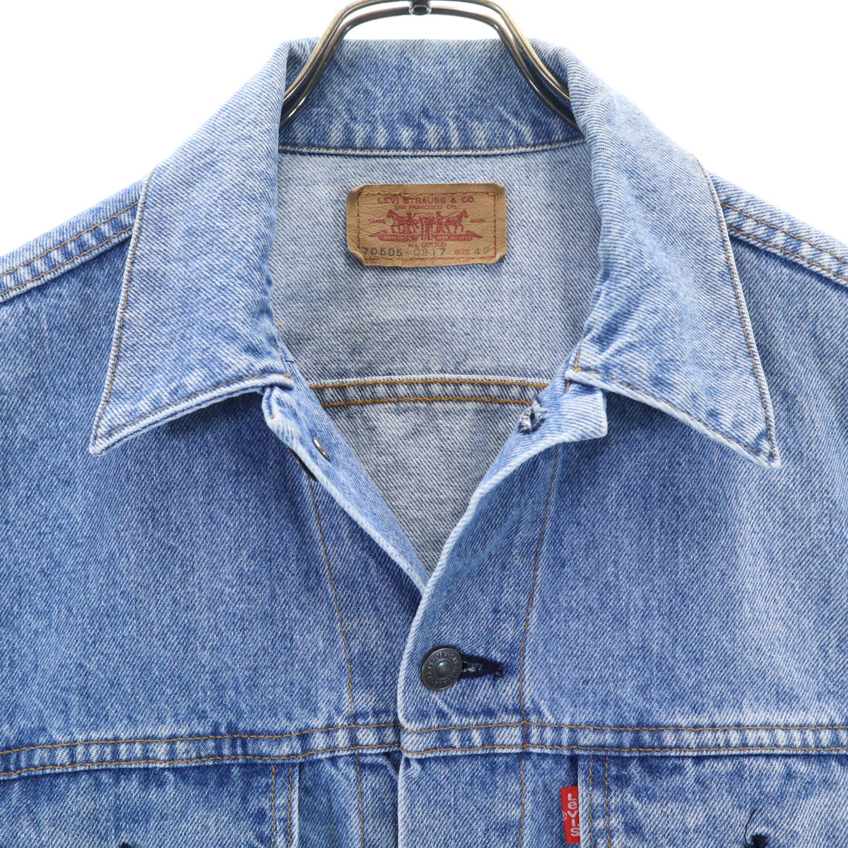 Levi's リーバイス 90s 70505-0217 オールド 日本製 4thタイプ デニムジャケット 42 ウォッシュブルー Gジャン メンズ