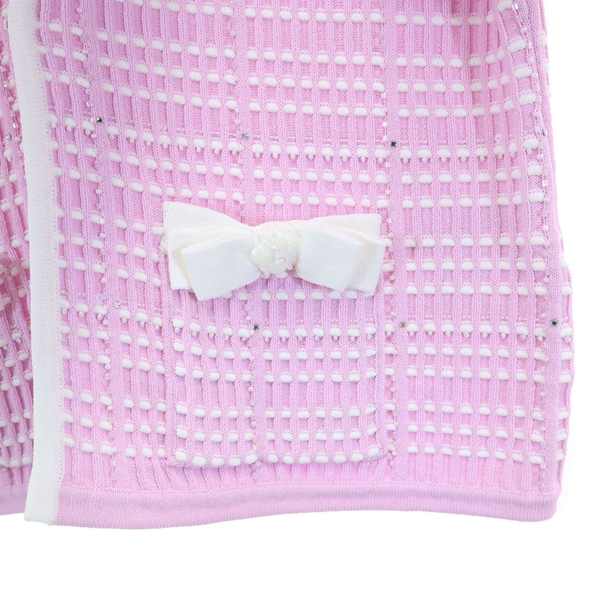 courreges クレージュ 7分袖 ビーズ付き ニットカーディガン 40 ピンク レディース