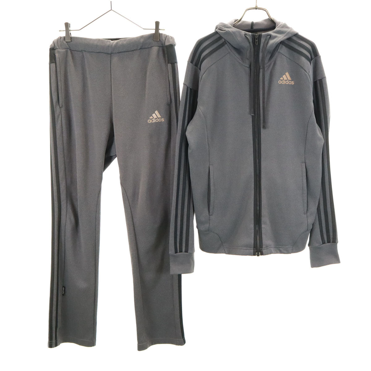 adidas アディダス 長袖 ジップパーカー 上下 セットアップ L/O グレー メンズ