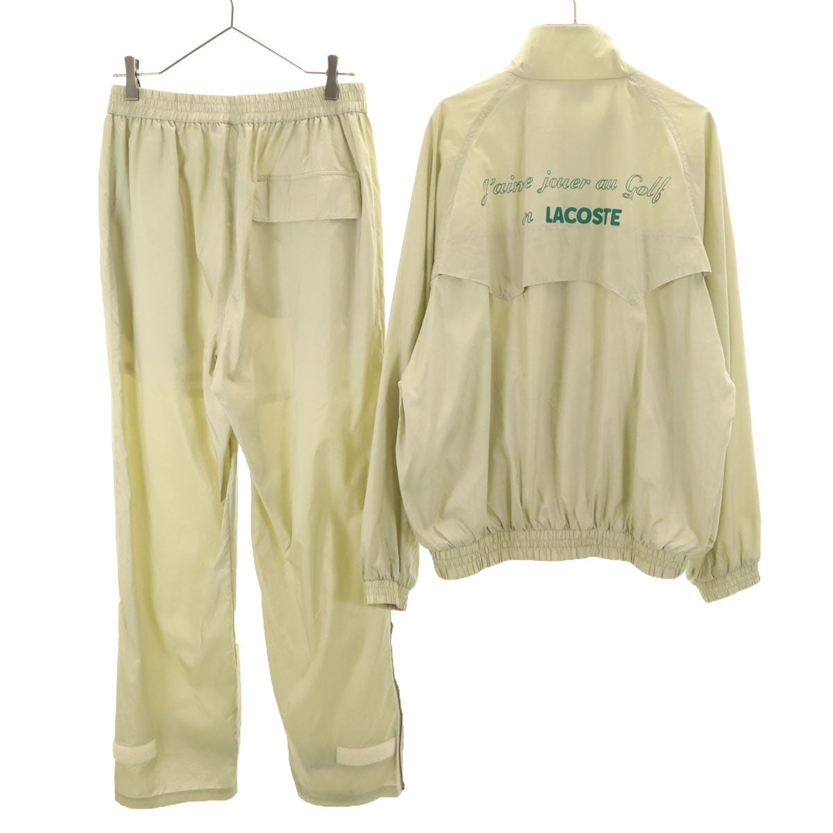 CHEMISE LACOSTE シュミーズラコステ ウインドブレーカー 上下 セットアップ 4 ベージュ 裏メッシュ 収納袋付き メンズ