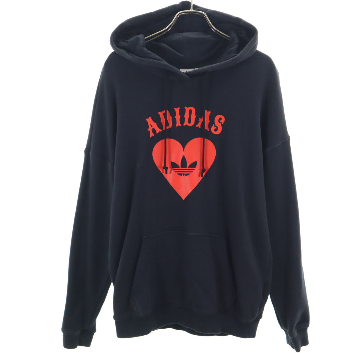 adidas Originals アディダスオリジナルス トレフォイルロゴ 長袖 スウェットパーカー L ブラック レディース