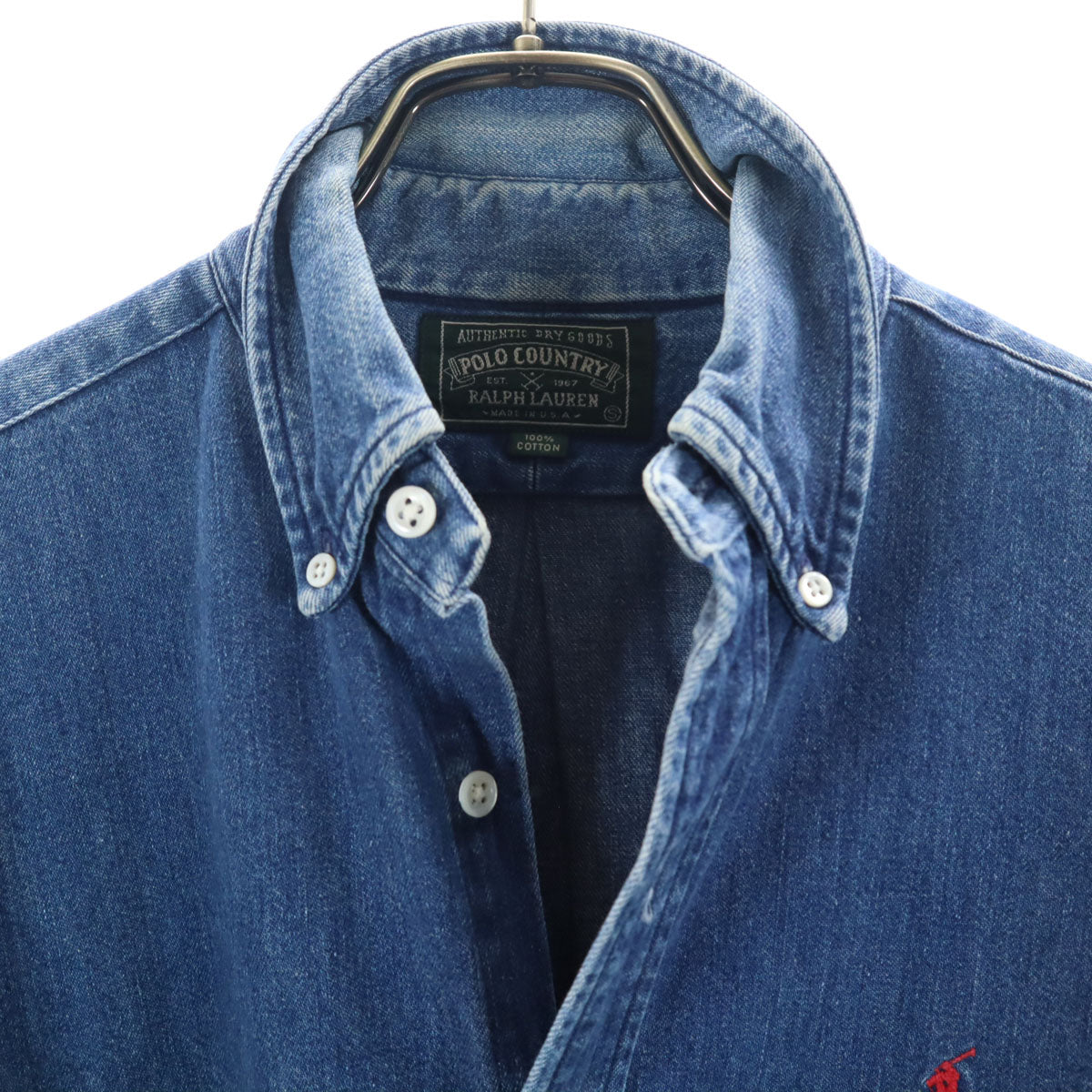 POLO COUNTRY RALPH LAUREN ポロカントリー ラルフローレン 80s 90s オールド USA製 長袖 デニムシャツ S ブルー メンズ