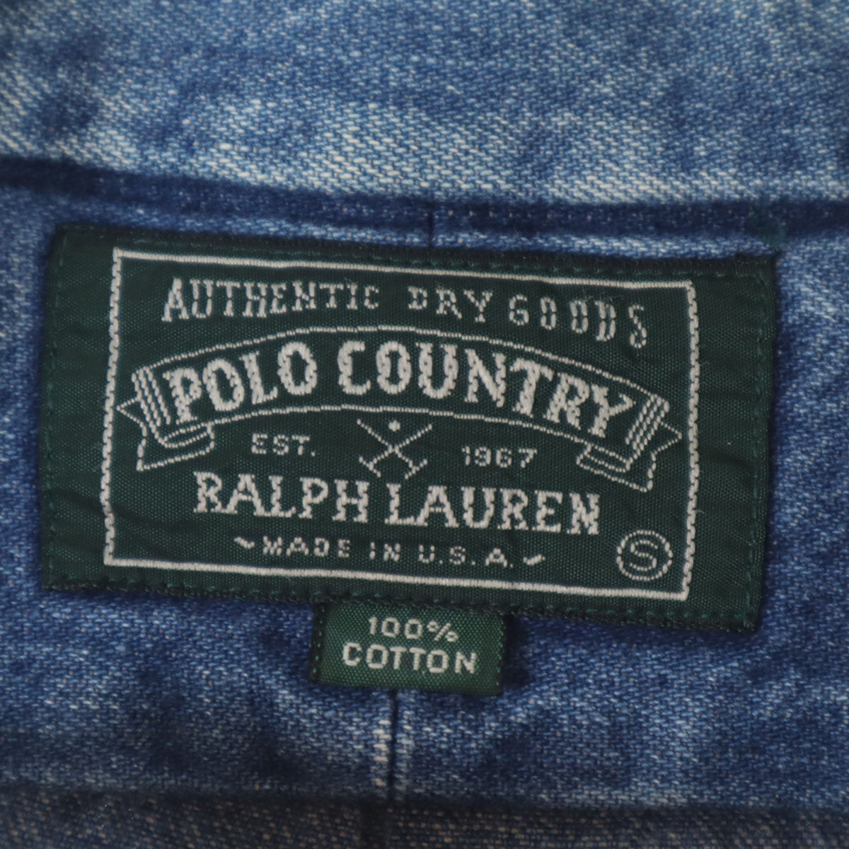 POLO COUNTRY RALPH LAUREN ポロカントリー ラルフローレン 80s 90s オールド USA製 長袖 デニムシャツ S ブルー メンズ