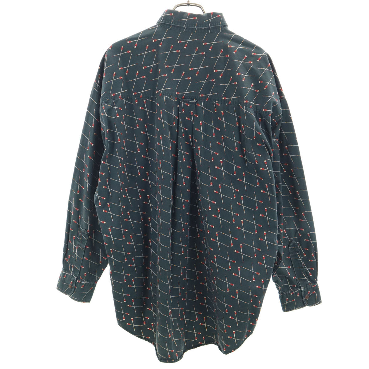 CHAPS RALPH LAUREN チャップスラルフローレン 80s ヴィンテージ 総柄 長袖 コットンシャツ L ダークグリーン メンズ