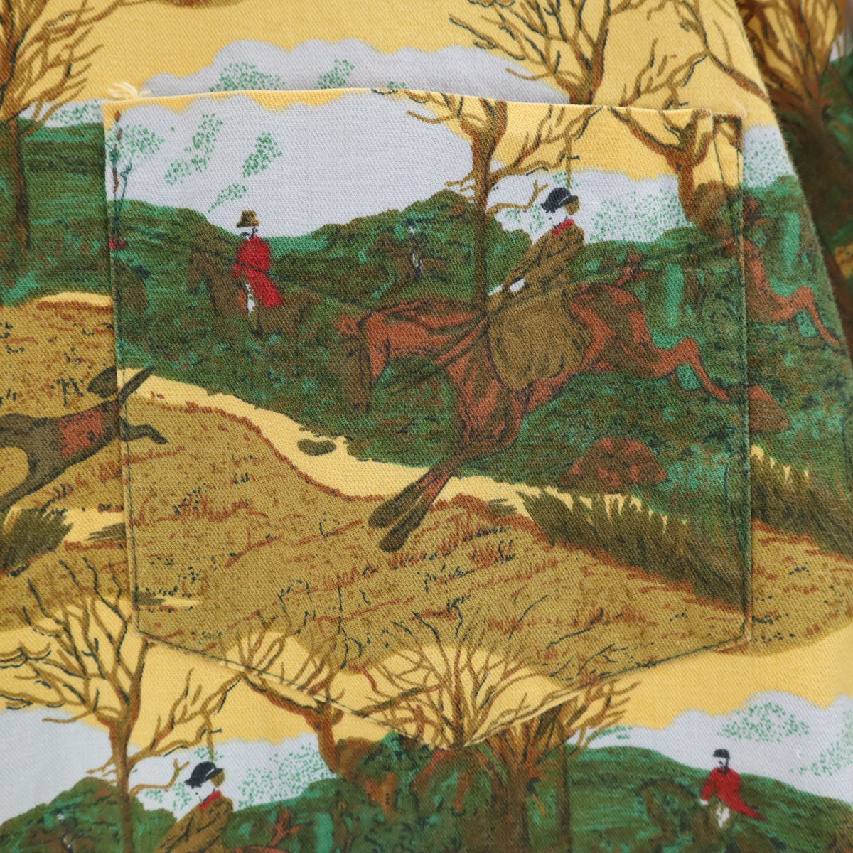 GAP ギャップ 90s オールド 紺タグ 総柄 長袖 コットンシャツ M イエロー メンズ