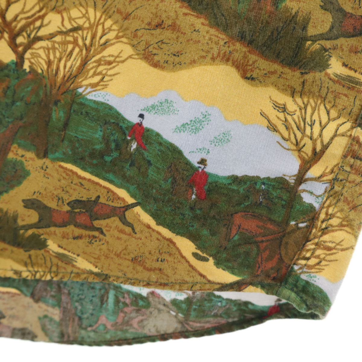 GAP ギャップ 90s オールド 紺タグ 総柄 長袖 コットンシャツ M イエロー メンズ