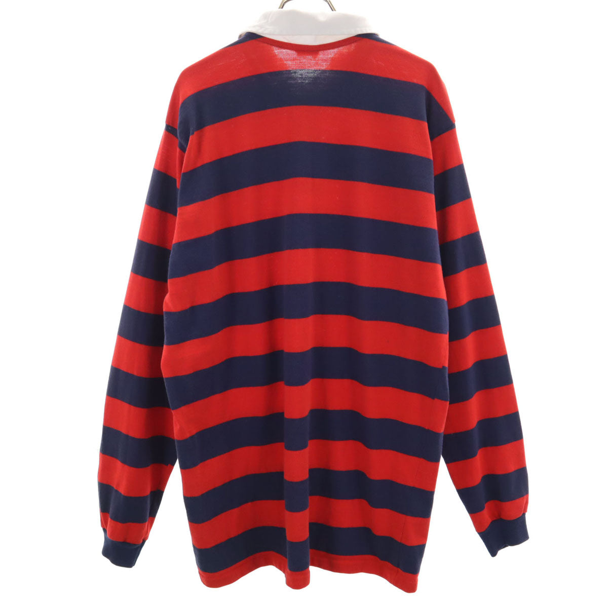 CAMPUS キャンパス 80s ヴィンテージ USA製 ボーダー柄 長袖 ポロシャツ XL レッド メンズ