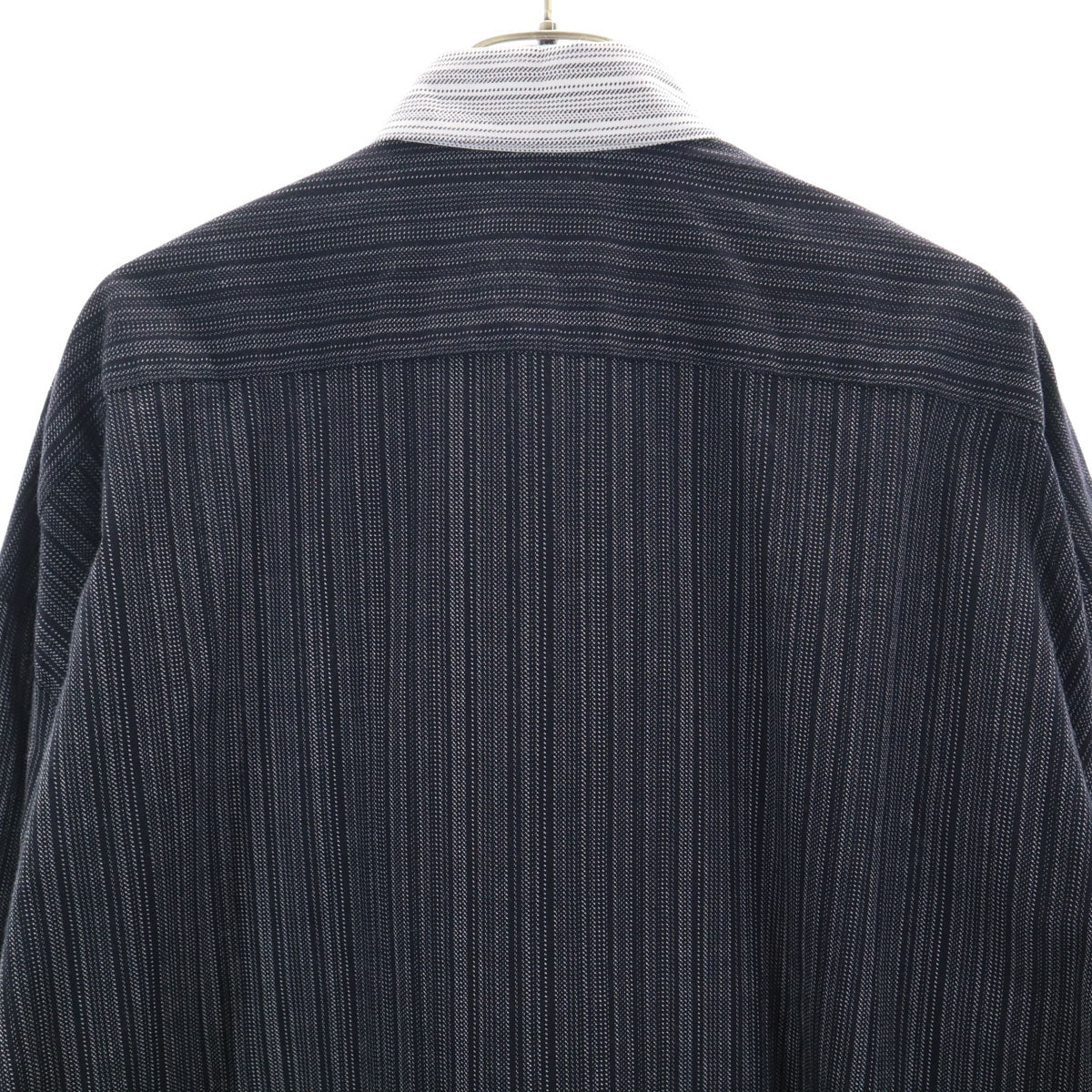 L&M FORMALS 70s ヴィンテージ ストライプ柄 長袖 ツートンカラー プリーツ ドレスシャツ グレー メンズ