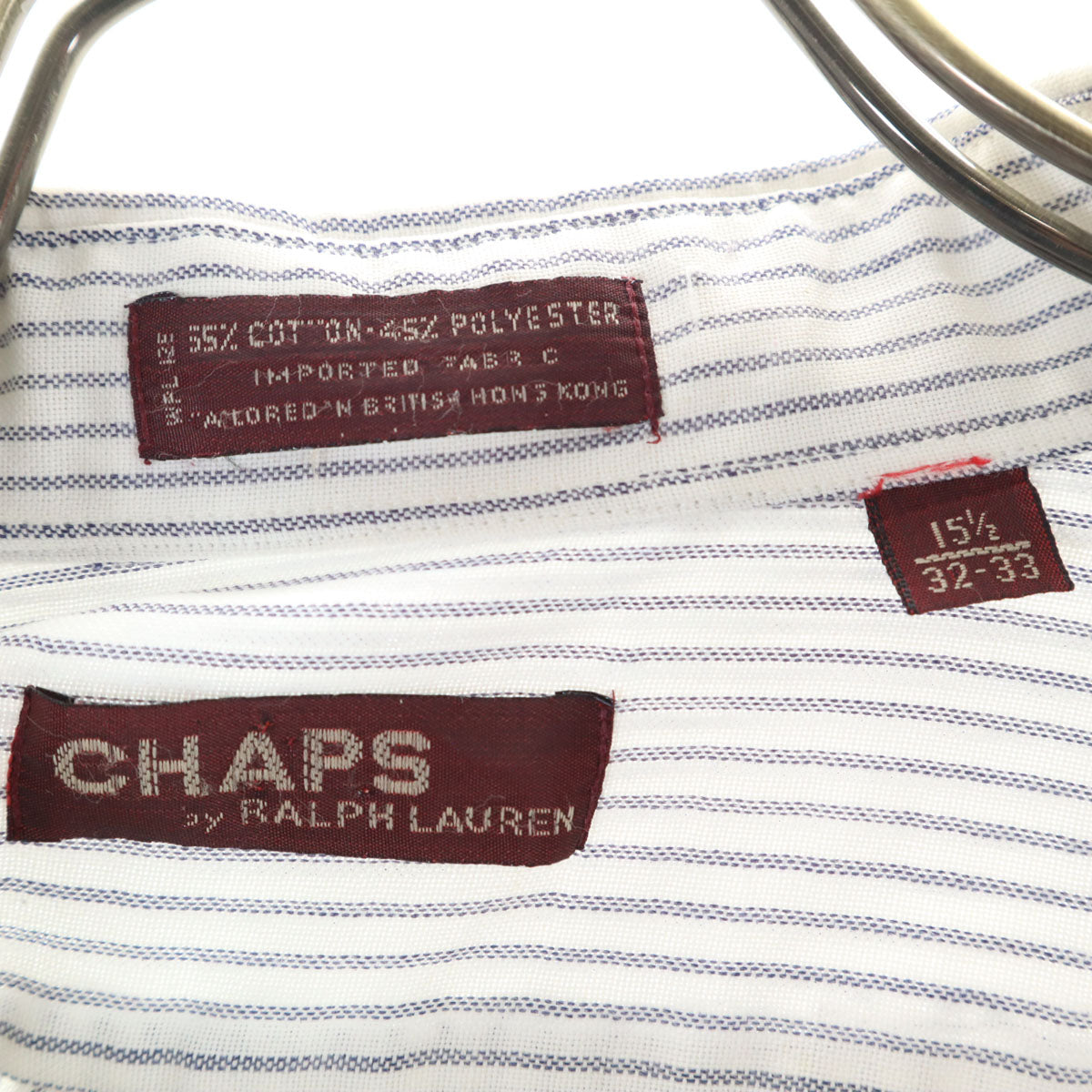 Chaps by Ralph Lauren チャップスバイラルフローレン 70s ヴィンテージ ストライプ柄 長袖 ボタンダウンシャツ 151/2 ホワイト コットンシャツ メンズ