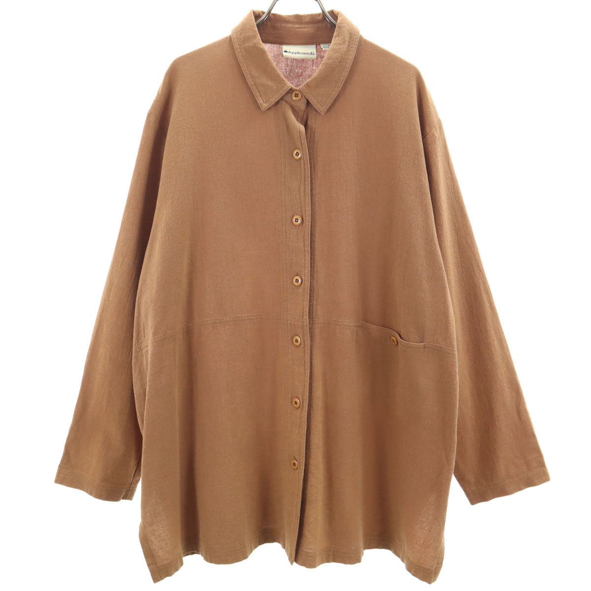 Appleseed's 90s 00s ビッグサイズ オールド 長袖 コットンシャツ 2XL ブラウン レディース