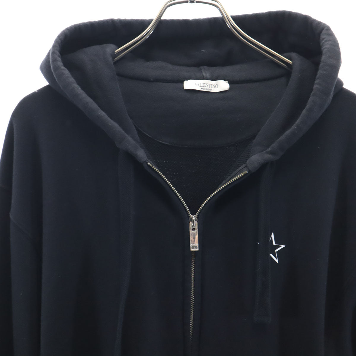 VALENTINO ヴァレンティノ イタリア製 長袖 ジップパーカー S ブラック メンズ