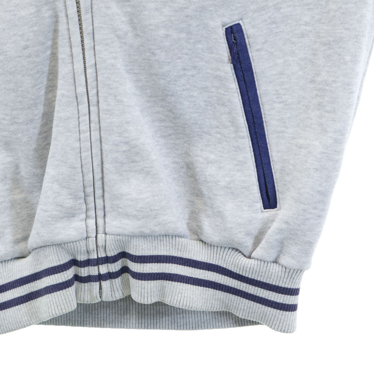 adidas アディダス 70s 80s ヴィンテージ デサント製 トレフォイルロゴ 長袖 ツートンカラー ラグラン ワンポイント刺繍 ジップパーカー L グレー メンズ
