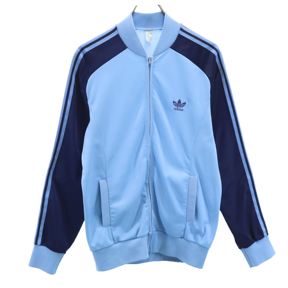 adidas アディダス 70s ヴィンテージ フランス製 PRESTILジップ VENTEX トレフォイルロゴ トラックジャケット ライトブルー メンズ