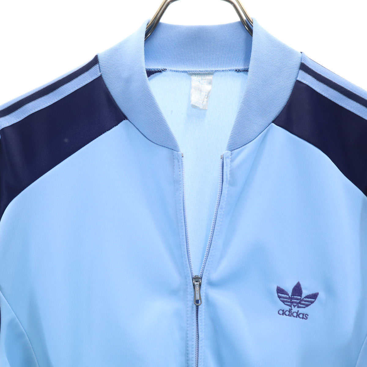 adidas アディダス 70s ヴィンテージ フランス製 PRESTILジップ VENTEX トレフォイルロゴ トラックジャケット ライトブルー メンズ