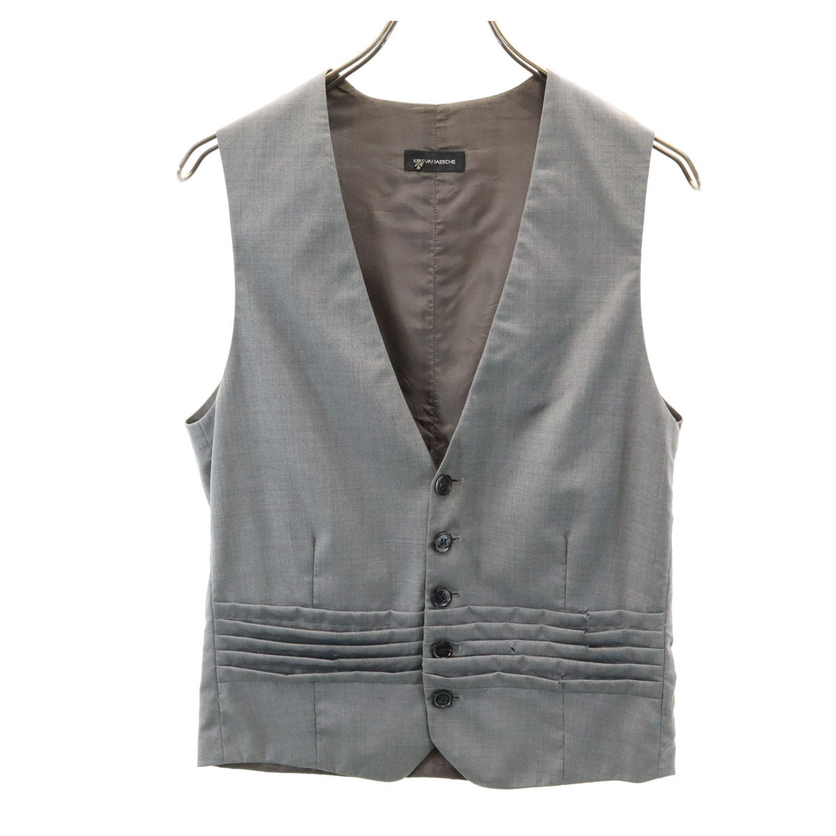 KRIS VAN ASSCHE クリスヴァンアッシュ Vネック ジレベスト 46 グレー メンズ