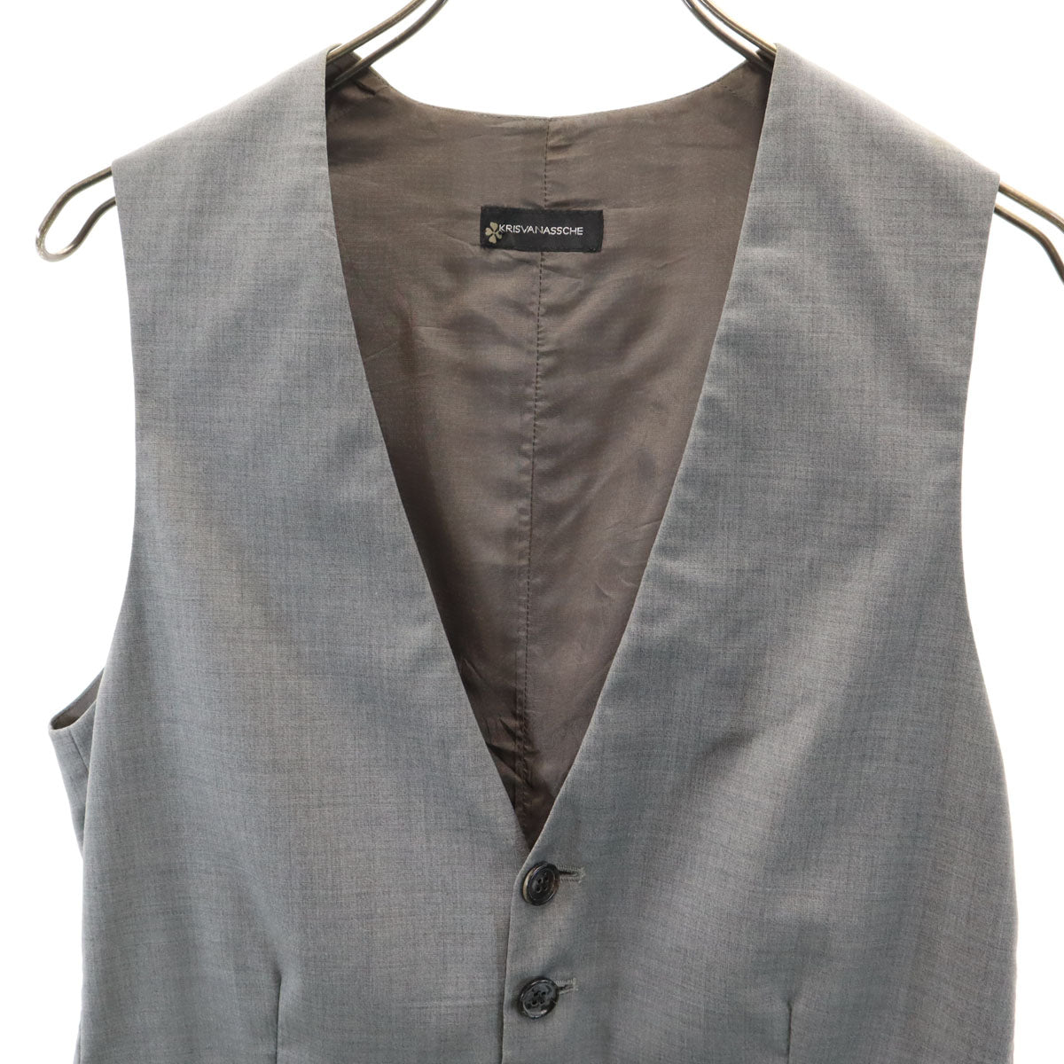 KRIS VAN ASSCHE クリスヴァンアッシュ Vネック ジレベスト 46 グレー メンズ