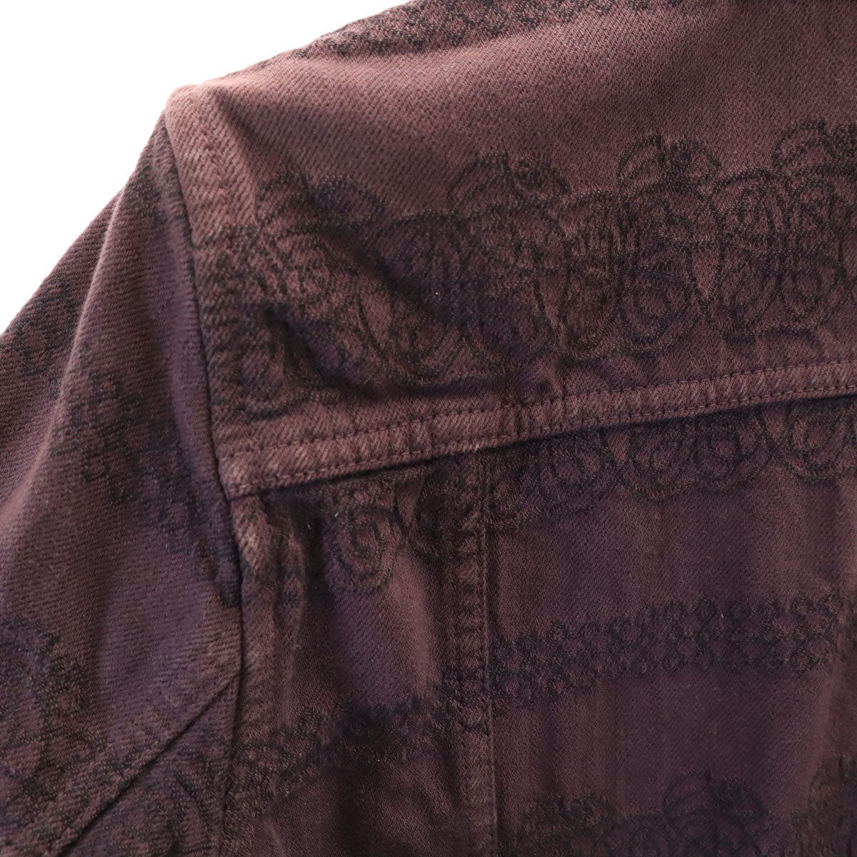 SHAREEF シャリーフ 日本製 総柄 トラッカー ジャケット 1 ボルドー メンズ